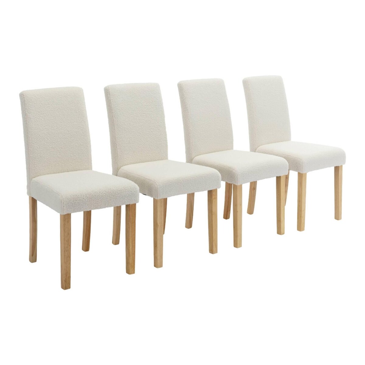 SWEEEK Lot de 4 chaises RITA revêtement bouclette pieds en bois d'hévéa