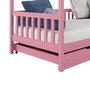 IDIMEX Lit cabane NUNA lit enfant simple montessori en bois 90 x 200 cm, avec rangement 2 tiroirs, en pin massif lasuré rose