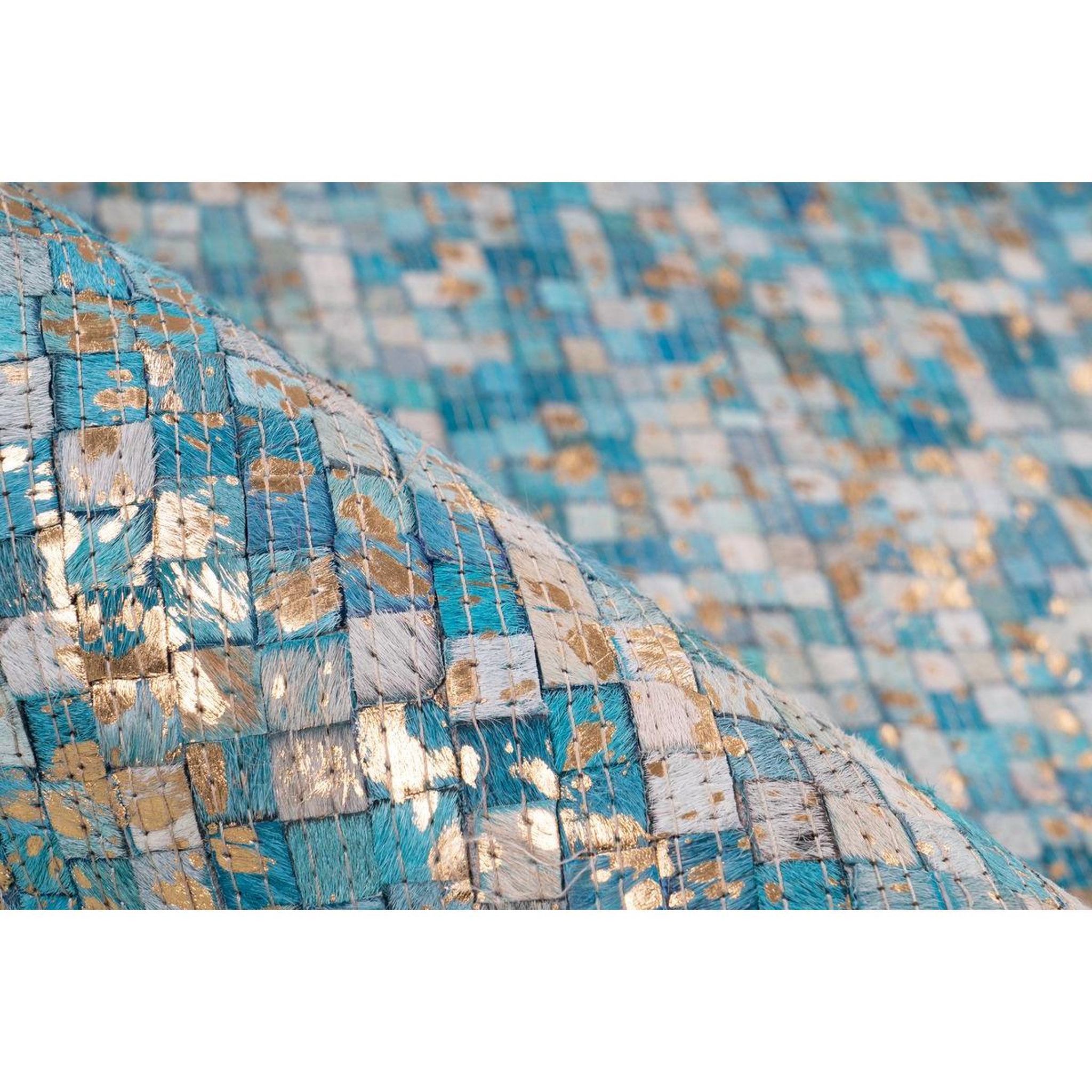 Voir la diapositive 3 : Paris Prix Tapis en cuir fait main  finish  turquoise & or