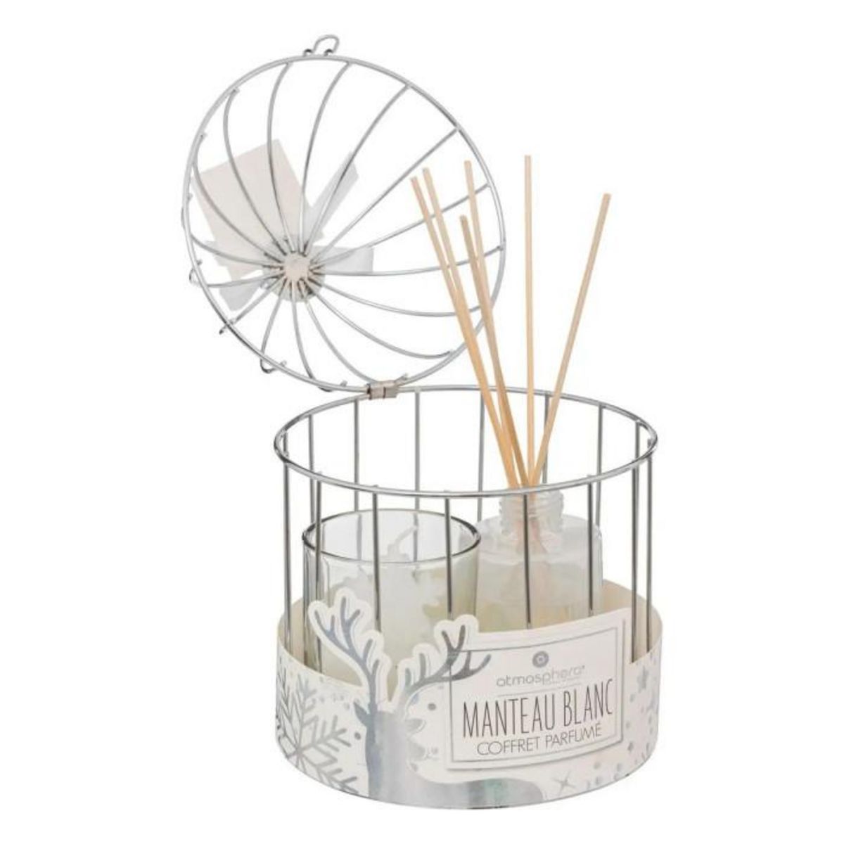 ATMOSPHERA Coffret Bougie & Diffuseur Parfum  Lola  20cm Blanc