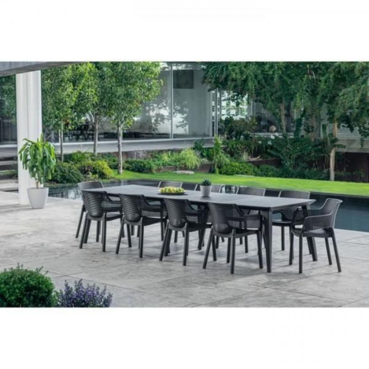 Keter Lot de 6 fauteuils de jardin - Allibert by KETER - ELISA - En résine - Coloris : gris graphite