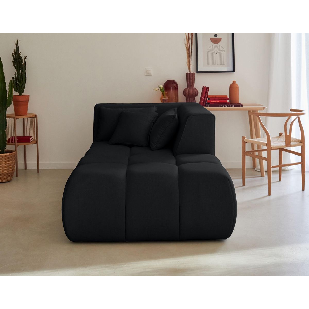 LISA DESIGN Caracas - module d'assise méridienne droit - en tissu