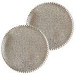 HABITABLE Lot de 2 sets de tables ronds en jute ALAGO. Coloris disponibles : Jaune, Gris