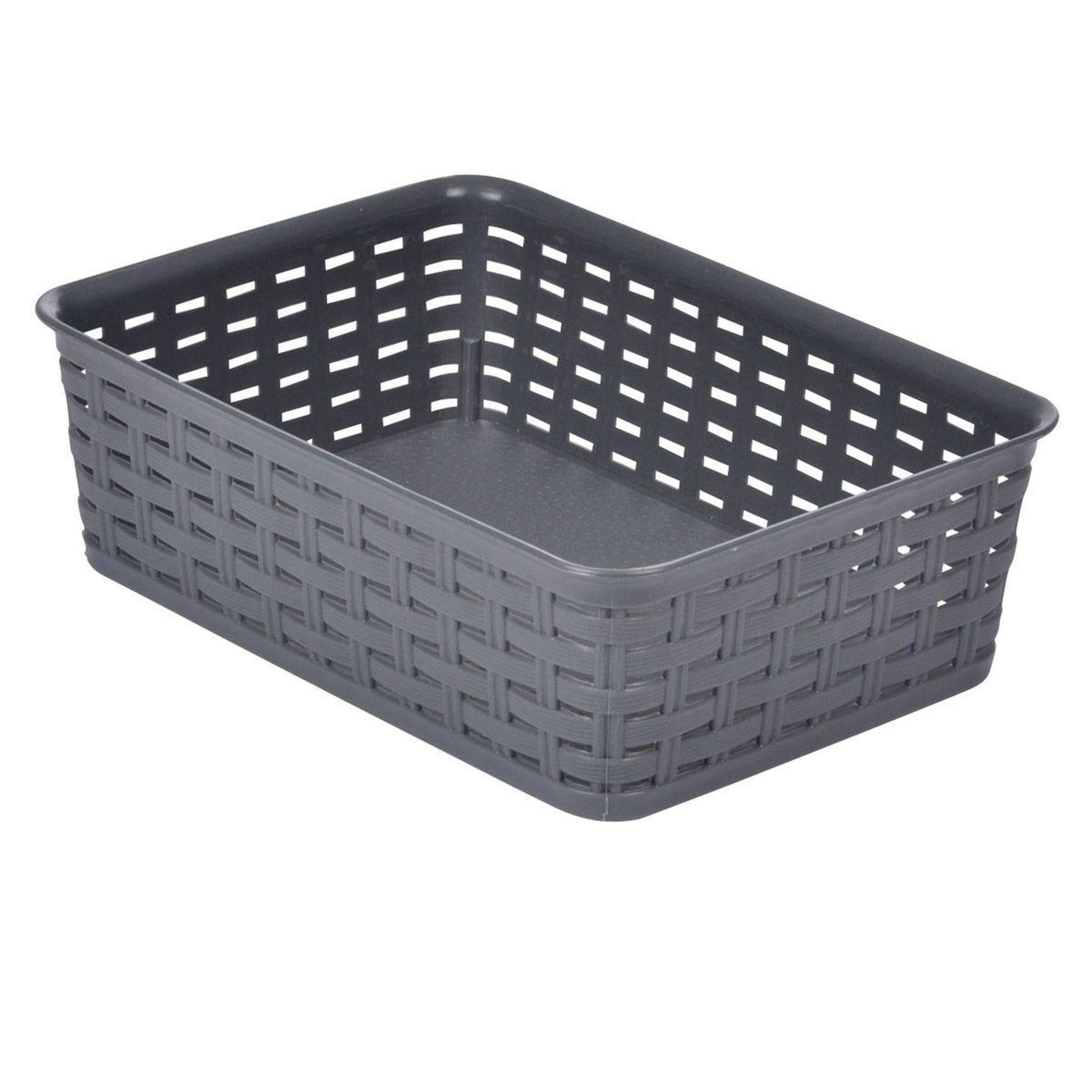 HOMEA Panière de Rangement  Effet Tressé  1,6L Gris