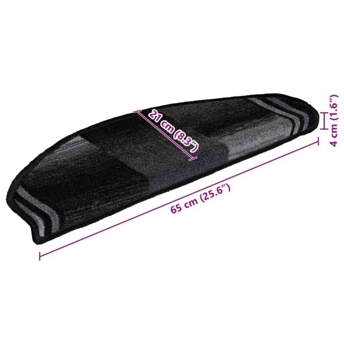 VIDAXL Tapis d'escalier autoadhesifs 10 pcs 65x21x4 cm Noir et gris