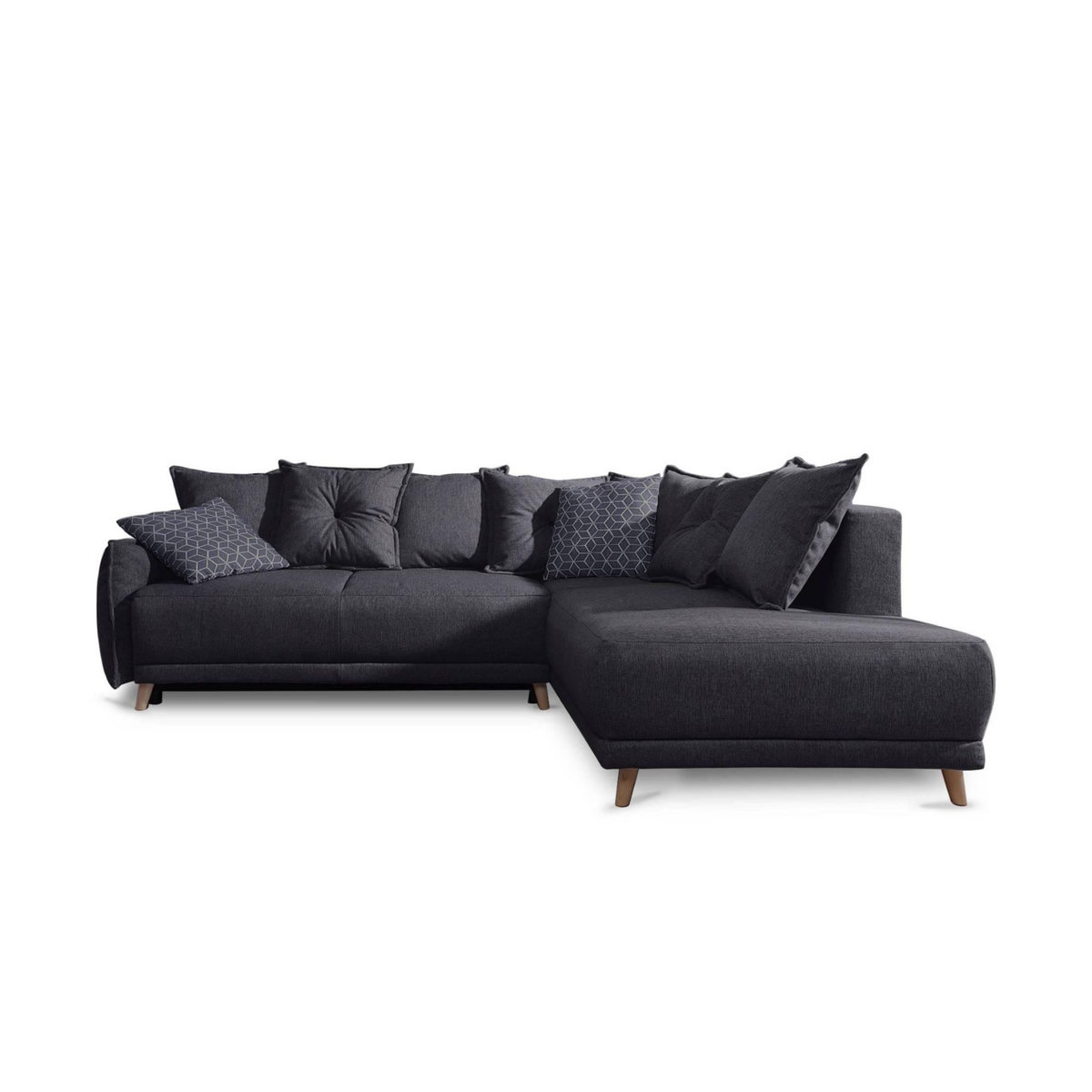 BEST MOBILIER Lena - canapé d'angle droit convertible - 5 places - gris foncé - style scandinave - gris foncé