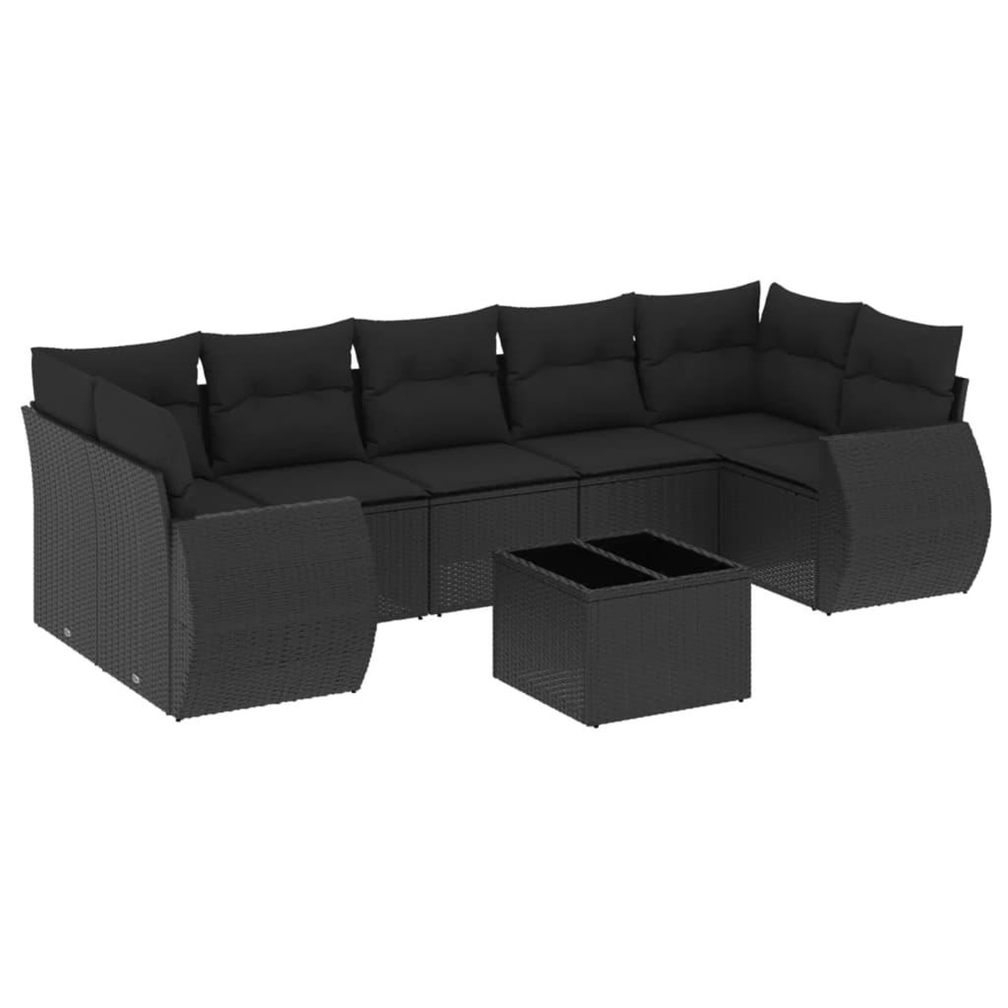 Voir la diapositive 2 : VIDAXL Salon de jardin 8 pcs avec coussins noir resine tressee