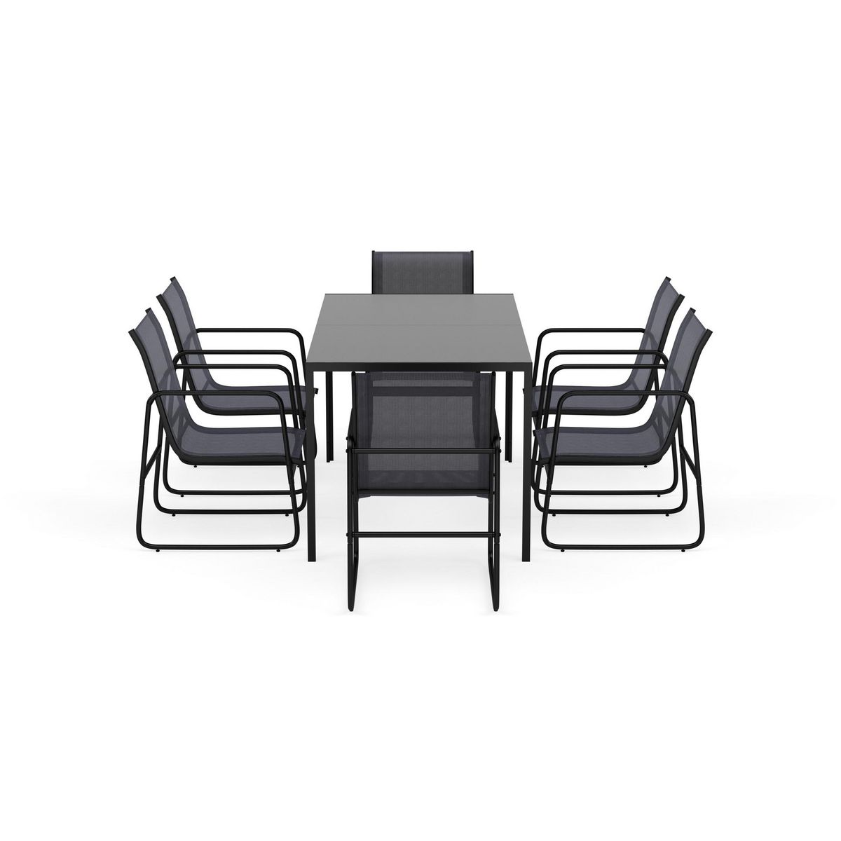 BEST MOBILIER Murillo - ensemble table et chaises de jardin - 6 personnes - noir et gris