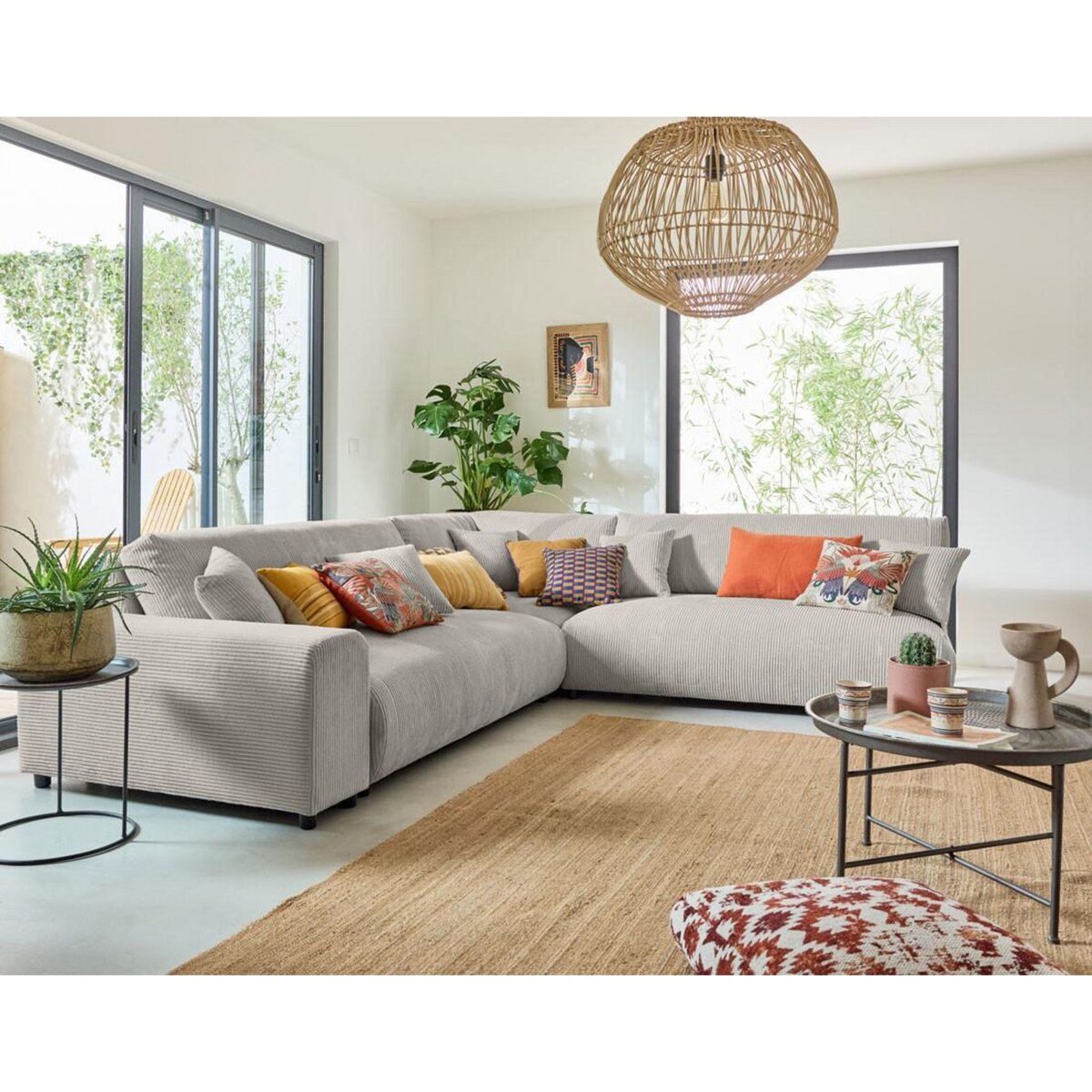 LISA DESIGN Garance - canapé modulable d'angle droit - 6 places - en velours côtelé