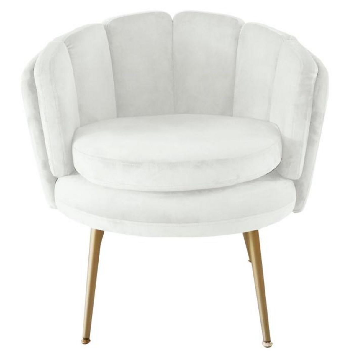 Paris Prix Fauteuil Arrondi en Velours  Dabren  80cm Blanc