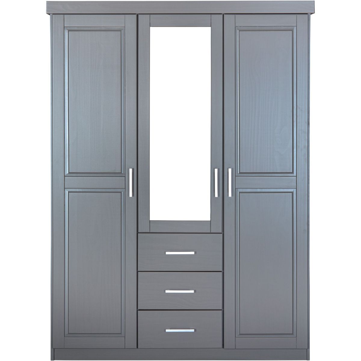 Armoire en  pin massif  3 tiroirs 3 portes +  miroir L140cm  GERALD