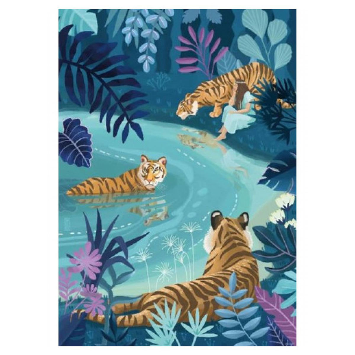 Juratoys-Janod Puzzle Tigres au clair de lune 1000 pièces