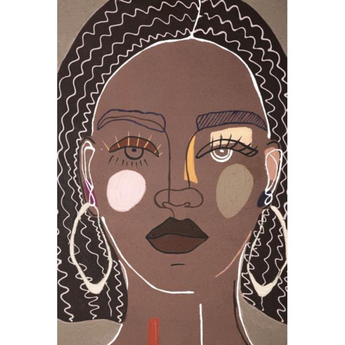 Paris Prix Toile Imprimée Déco  Tribal Face  80x100cm Marron