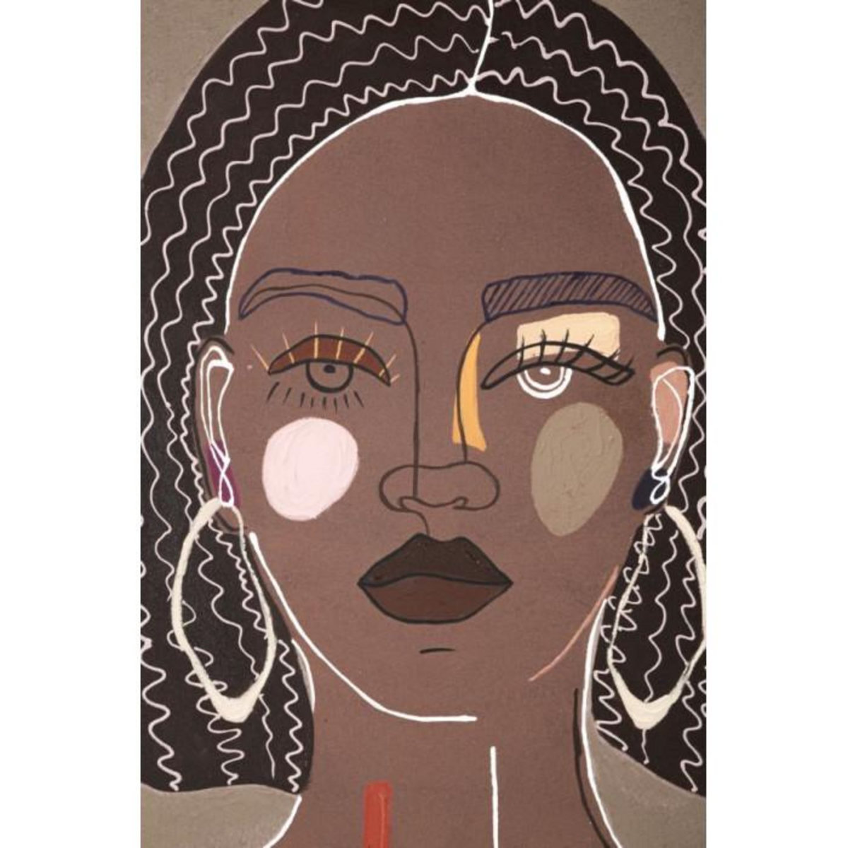 Paris Prix Toile Imprimée Déco  Tribal Face  80x100cm Marron