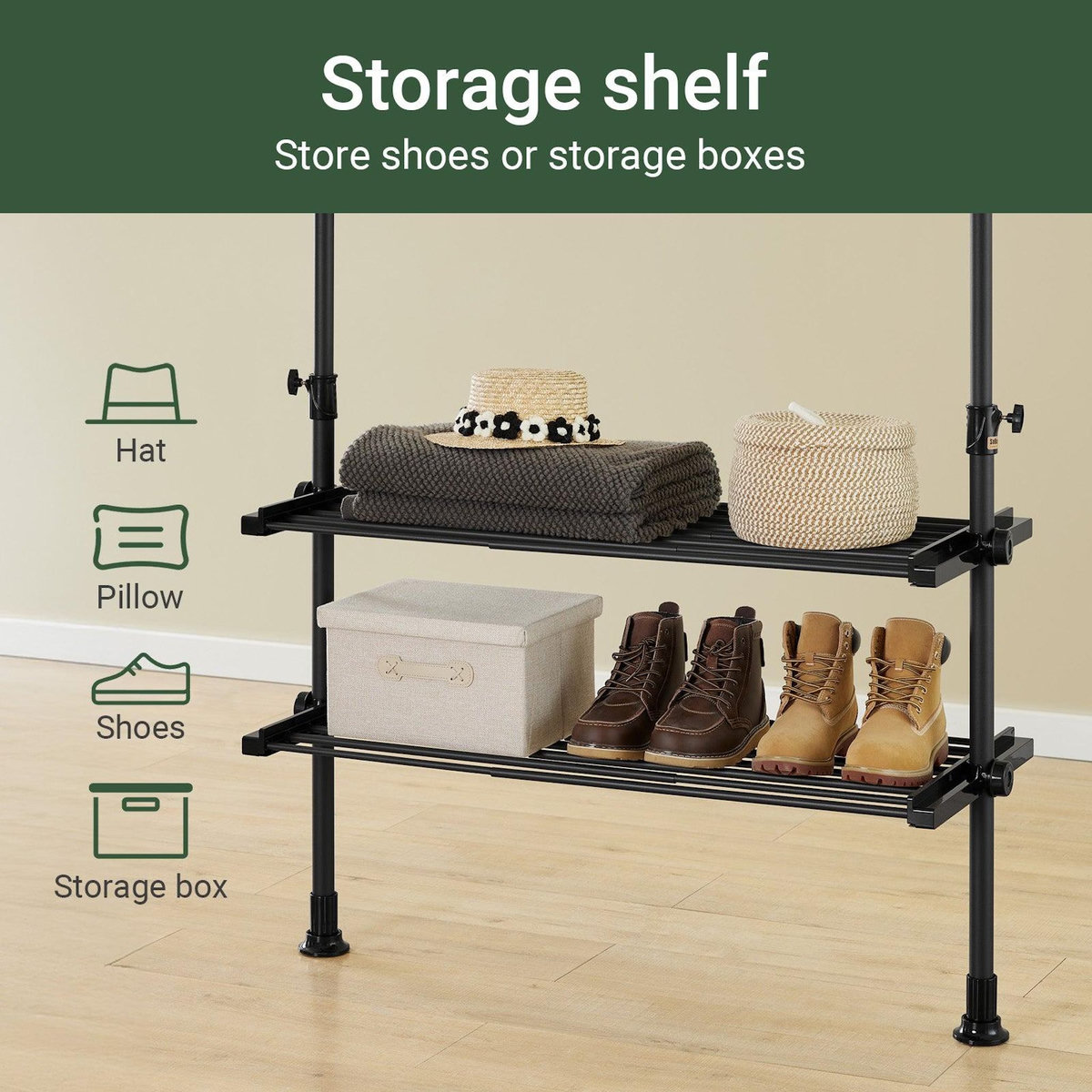 SOBUY SoBuy - Portemanteau Sur Pied à deux étagères - Fonctionnel - FRG34-II