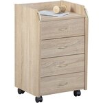 Caisson rangement pour bureau 4 tiroirs L40cm JOVI. Coloris disponibles : Blanc, Bois, Gris