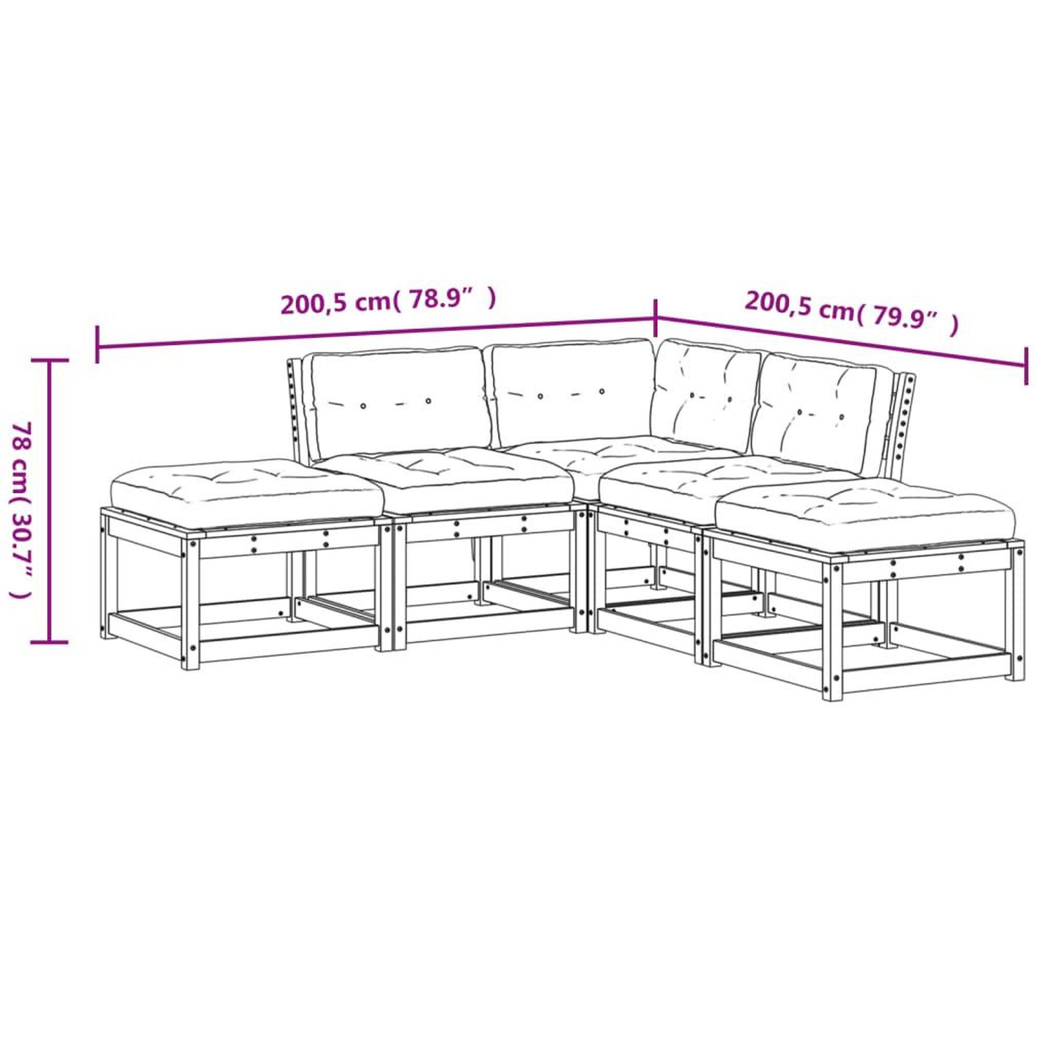 Voir la diapositive 6 : VIDAXL Salon de jardin 5 pcs avec coussins blanc bois massif de pin