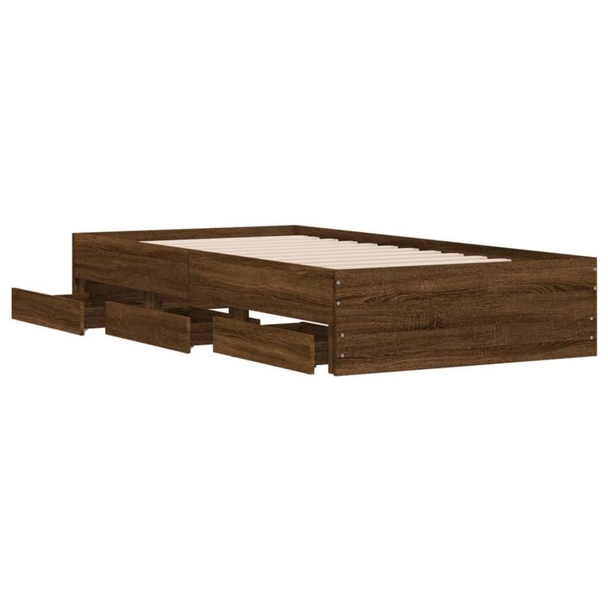 VIDAXL Cadre de lit avec tiroirs sans matelas chene marron 90x190 cm