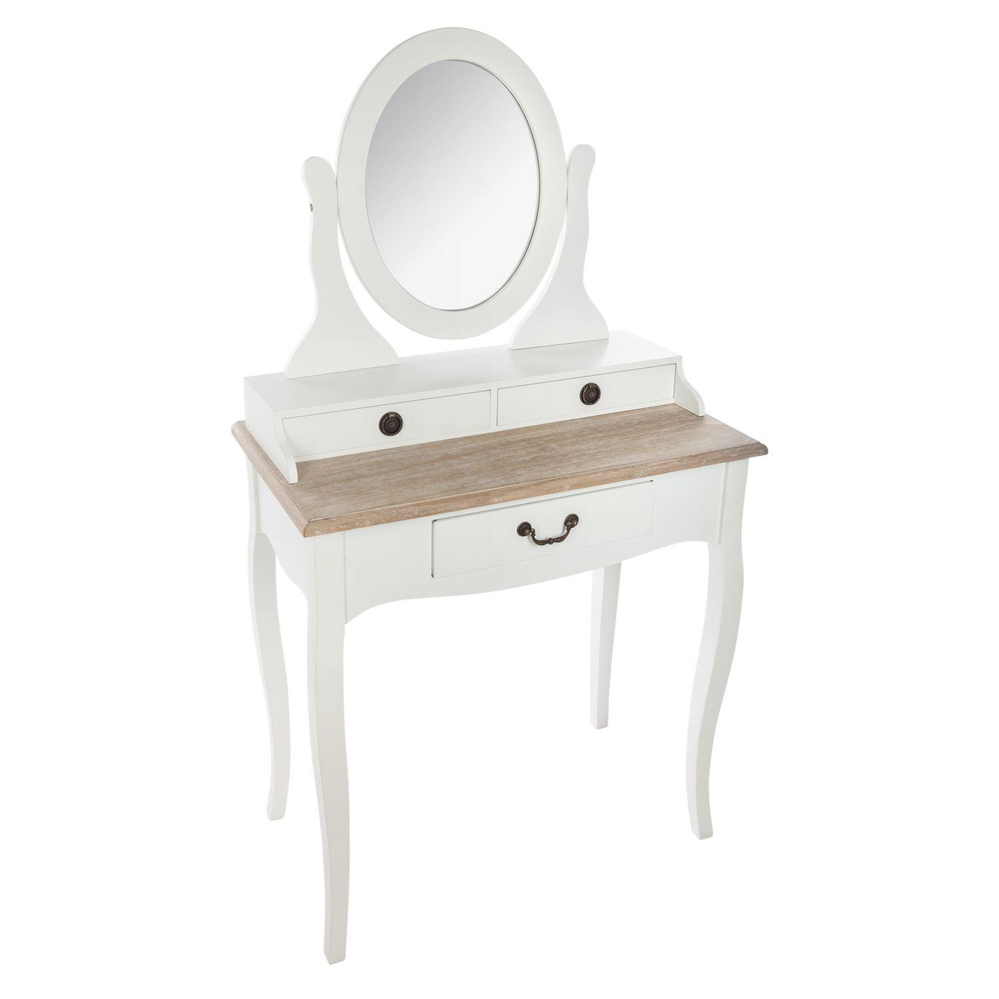 ATMOSPHERA Coiffeuse design bois Chrysa - L. 74 x H. 135 cm - Blanc