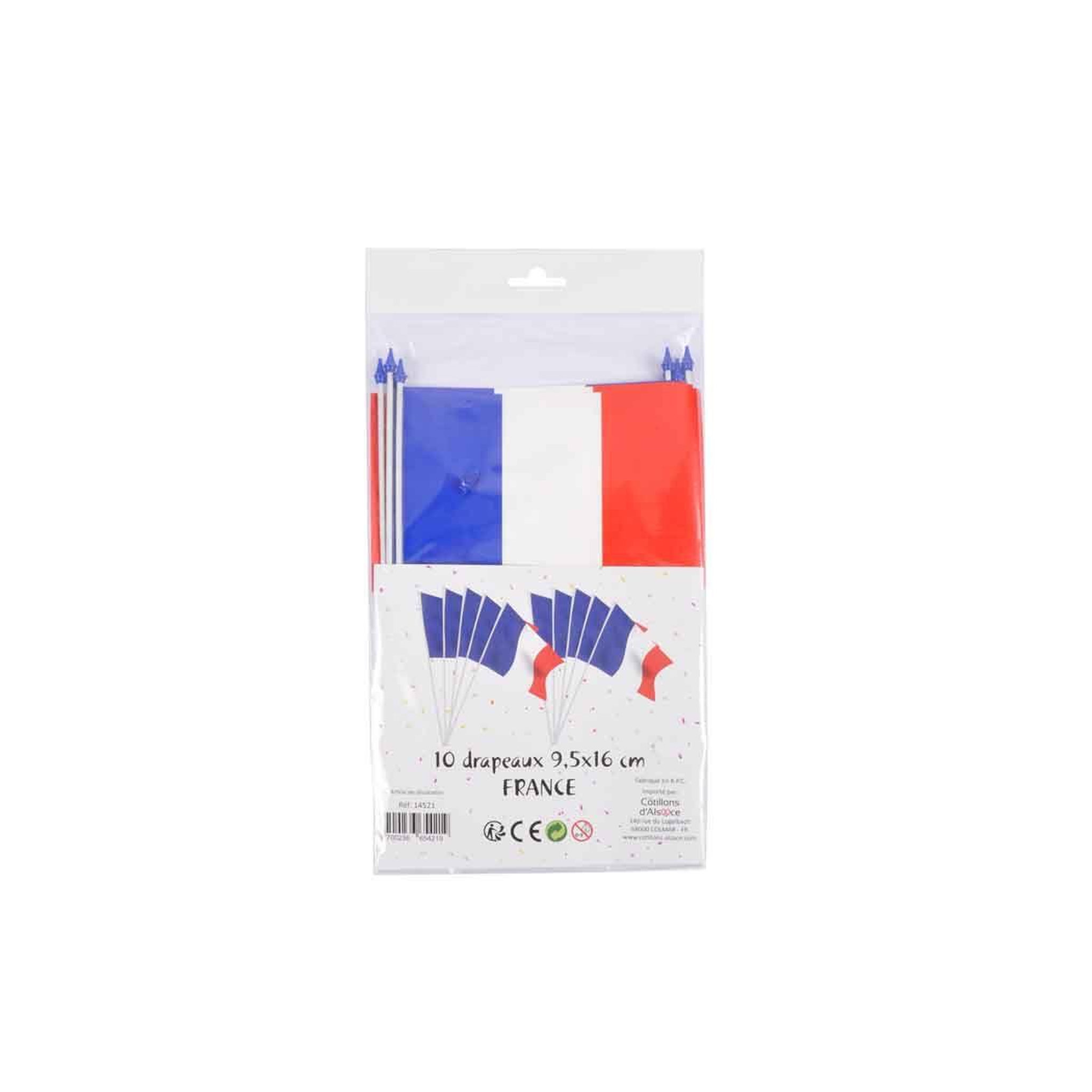 Voir la diapositive 5 : RIRE & CONFETTI Lot de 10 drapeaux  france  16cm bleu, blanc & rouge