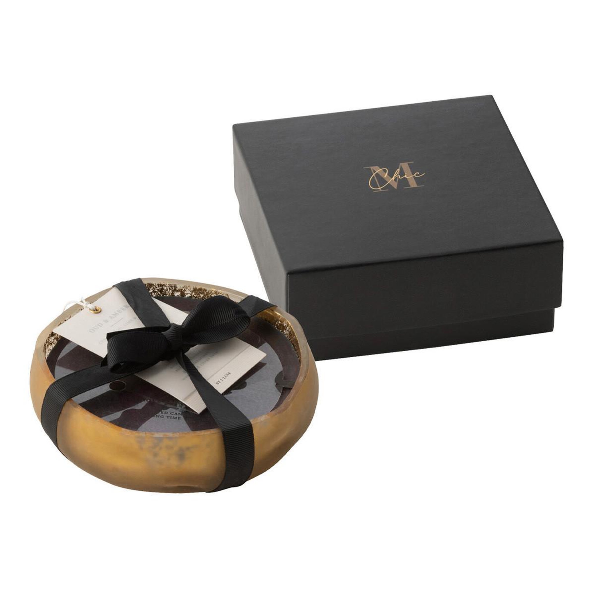 J-LINE Bougie parfumée ronde  m-chic  13cm oud & amber
