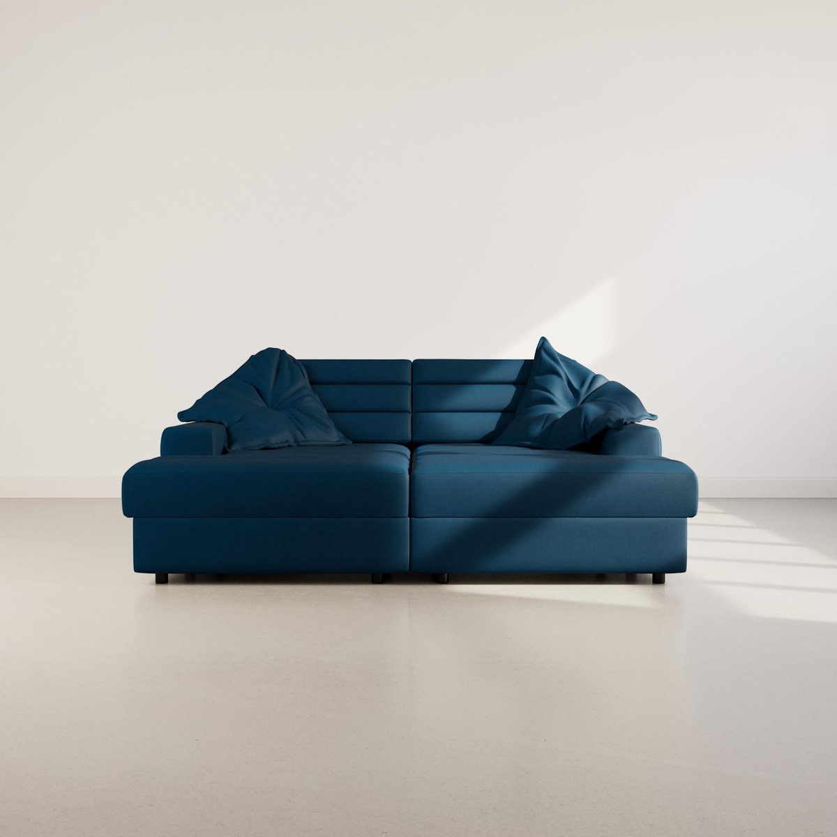 LISA DESIGN Loredana - canapé droit 4 places double méridienne - assise profonde - en tissu texturé