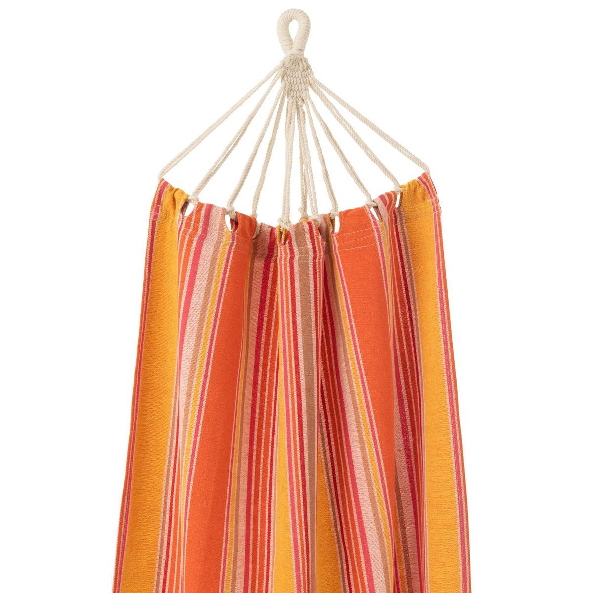 Voir la diapositive 2 : J-LINE Hamac en tissu  rayures  200cm orange