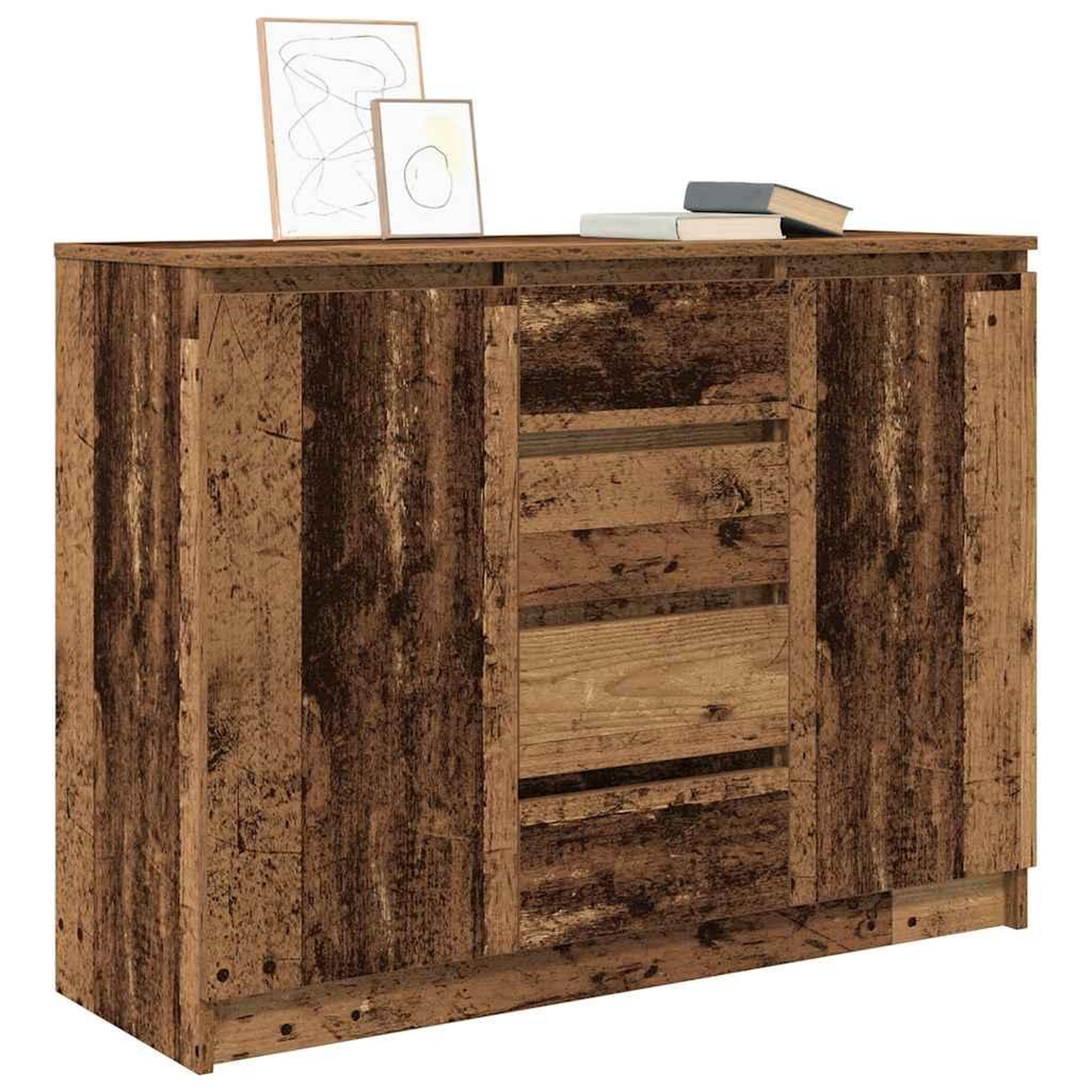 Voir la diapositive 4 : VIDAXL Buffet avec tiroirs vieux bois 100,5x35x76 cm bois d'ingenierie