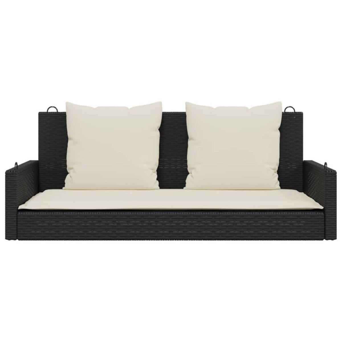 VIDAXL Balancelle avec coussins noir 119x56x48 cm resine tressee
