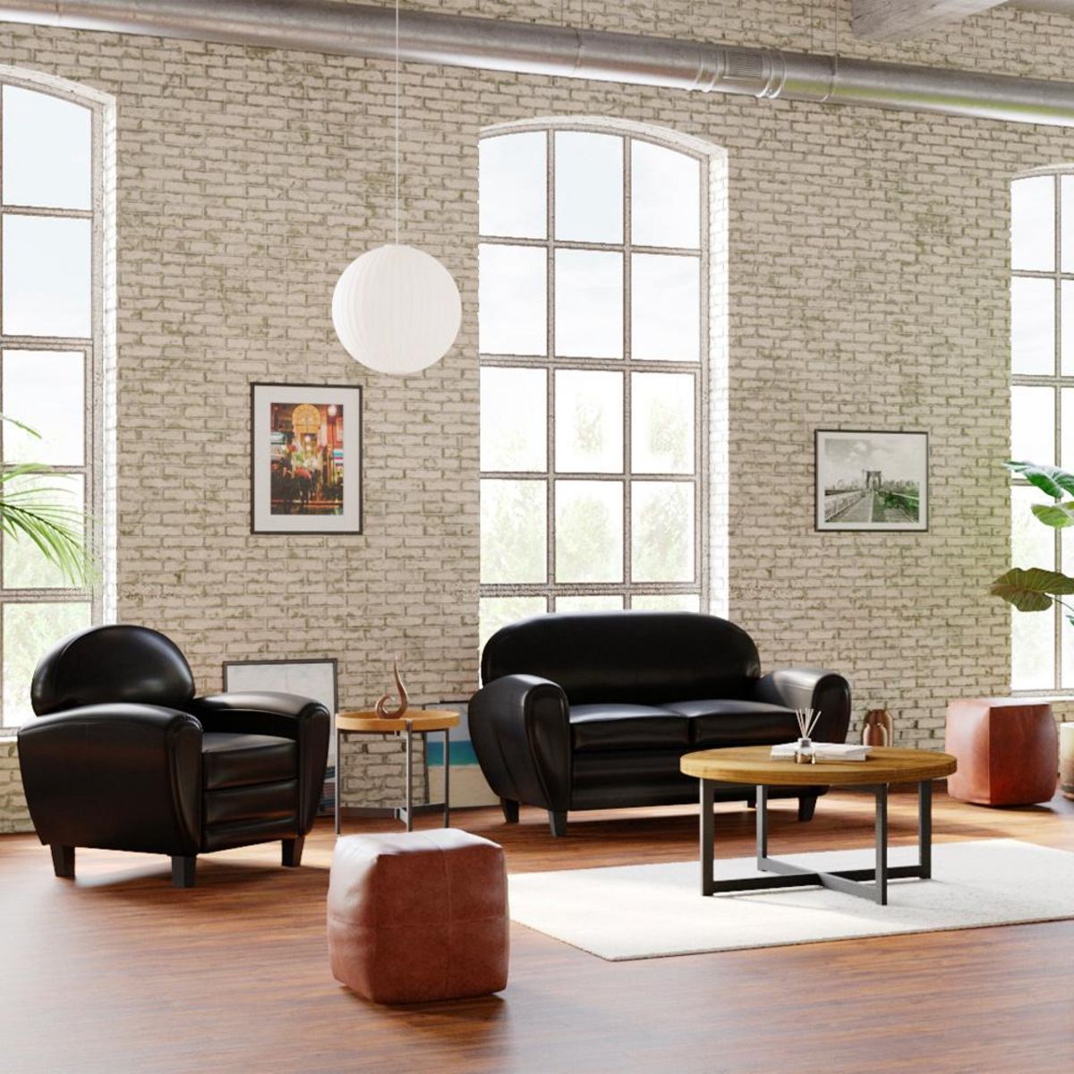 Rendez vous déco Fauteuil noir en croute de cuir enduite - Club