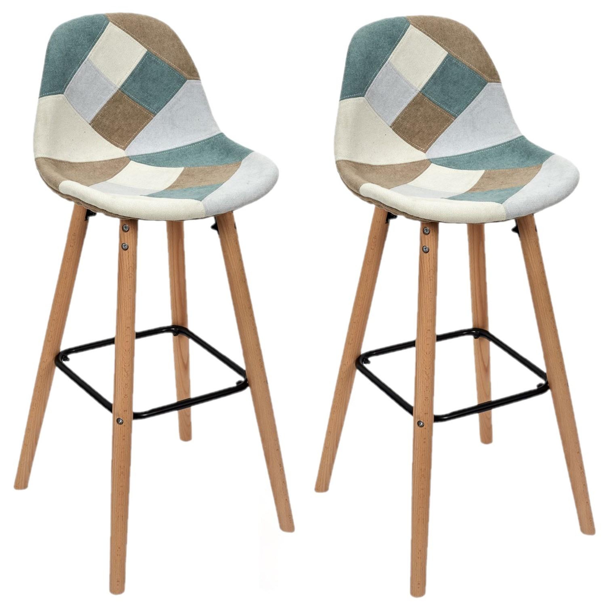 Voir la diapositive 1 : TOILINUX Lot de 2 tabourets de bar patchwork