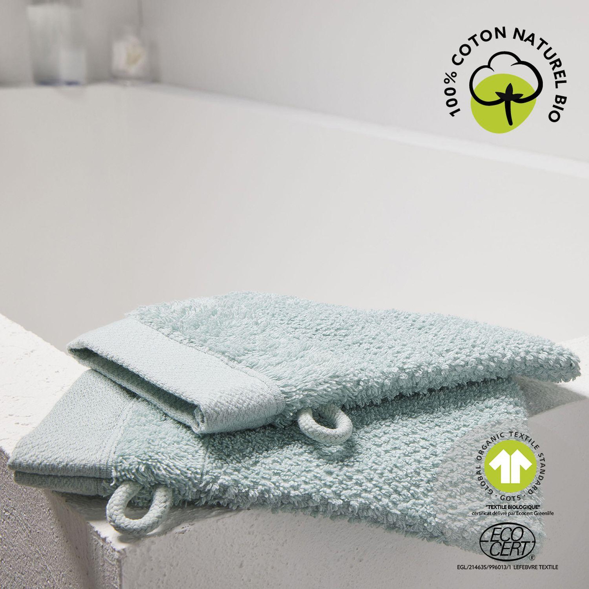 Voir la diapositive 2 : Today Lot de 2 gants de toilette - 100% coton bio