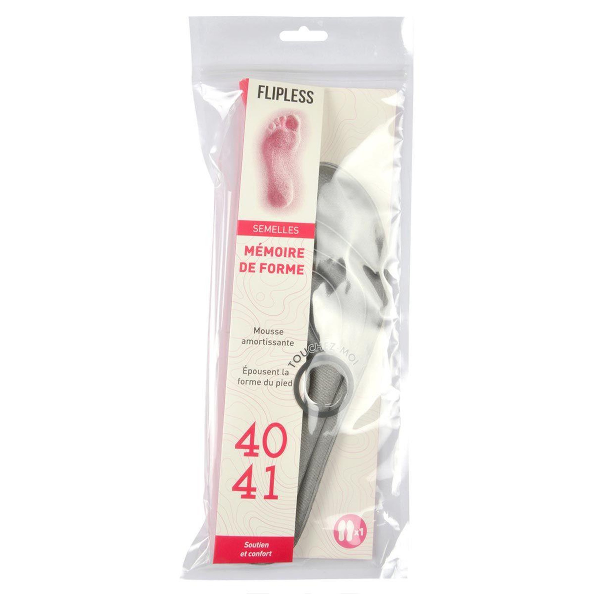 Voir la diapositive 2 : FLIPLESS Semelles chaussures  mémoire de forme  taille 40/41 gris