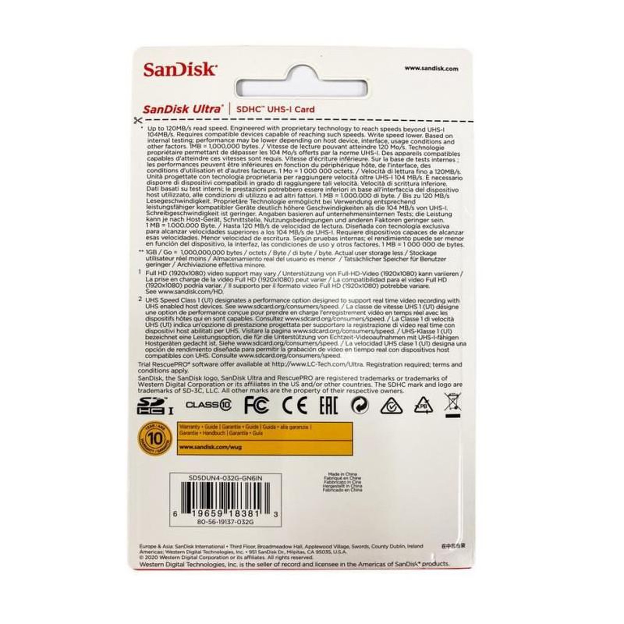 Voir la diapositive 3 : SANDISK Carte memoire SDHC SanDisk Ultra 32 Go jusqua 120 Mo/s classe 10 UHS-I