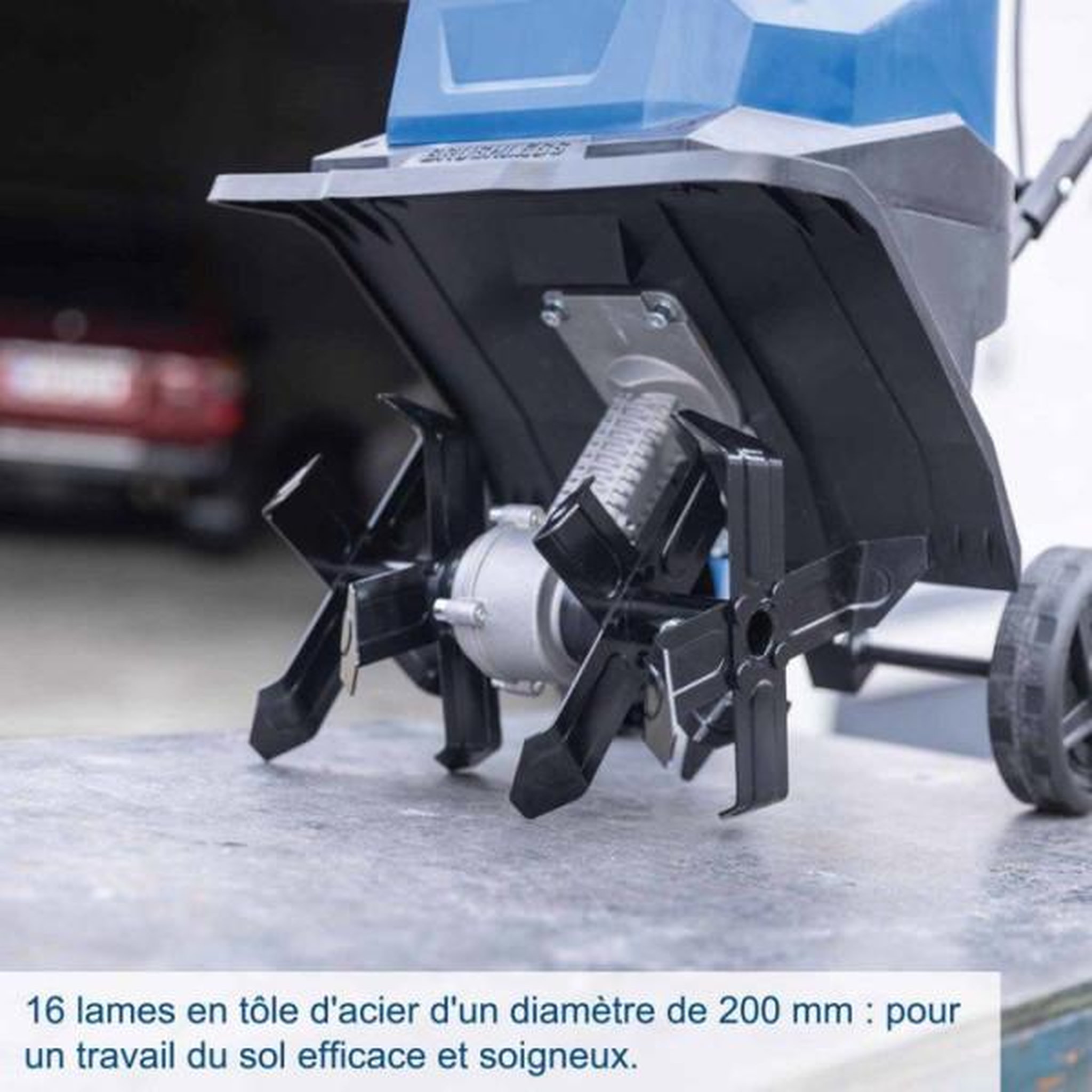 Voir la diapositive 3 : SCHEPPACH Motobineuse sans fil scheppach - bc-mt300-x set s - largeur travail 30 cm - 4 lames - 2 batteries 2.0ah 20v ixes + chargeur 2.4a