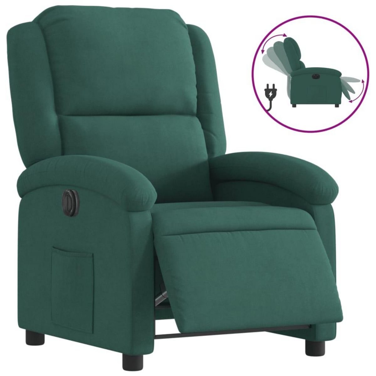VIDAXL Fauteuil inclinable electrique vert fonce velours