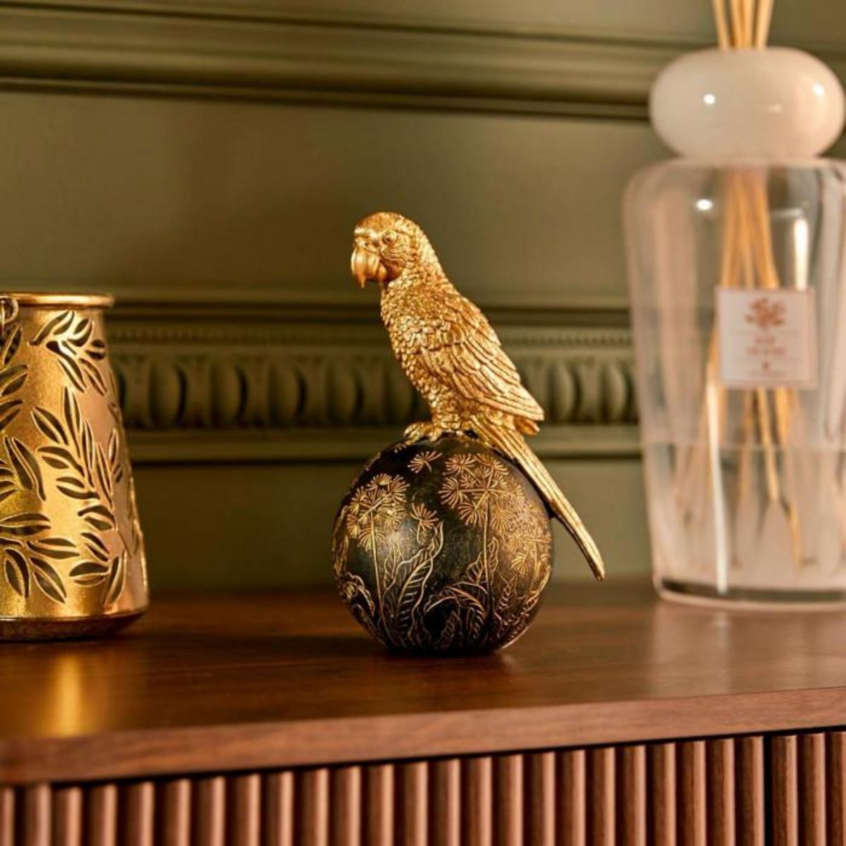 ATMOSPHERA Statuette Perroquet en Résine  Belli  19cm Doré