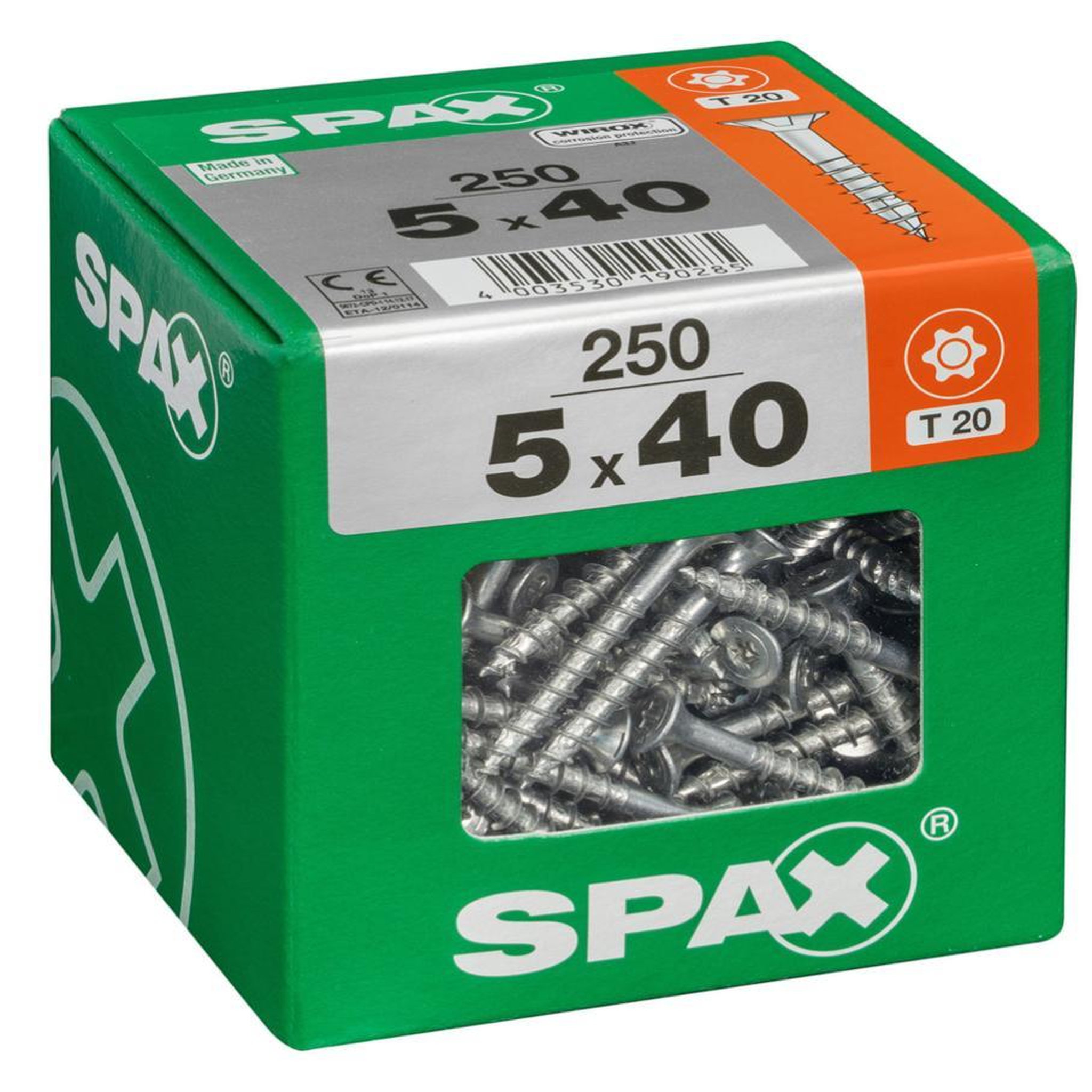 CENTRALE BRICO Lot de 250 vis acier tête fraisée torx SPAX, Diam.5 mm x L.40 mm