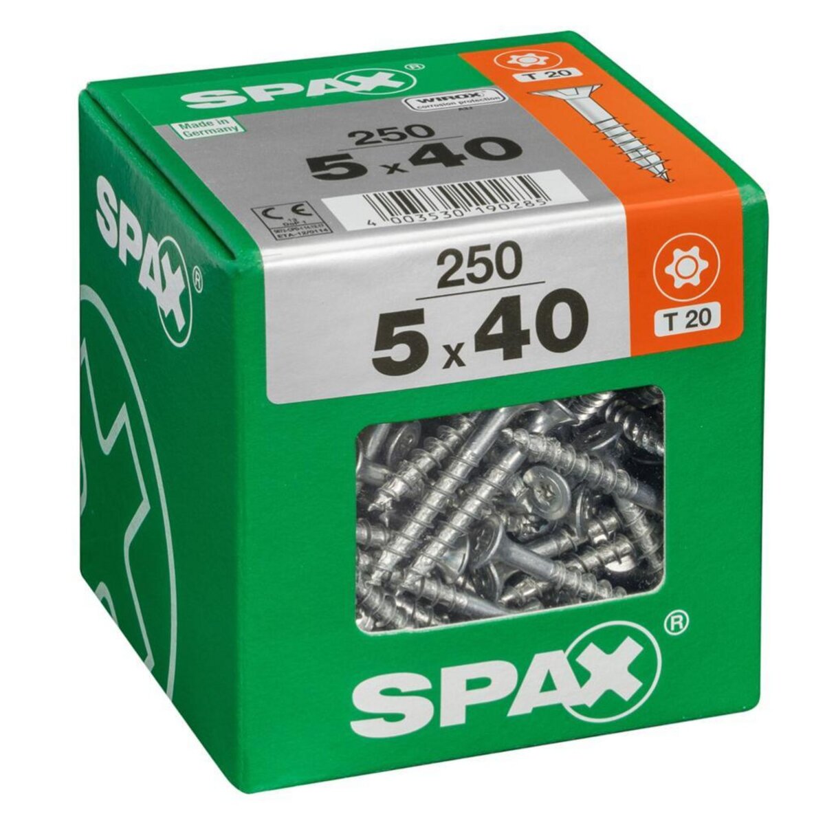 CENTRALE BRICO Lot de 250 vis acier tête fraisée torx SPAX, Diam.5 mm x L.40 mm