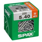 CENTRALE BRICO Lot de 250 vis acier tête fraisée torx SPAX, Diam.5 mm x L.40 mm