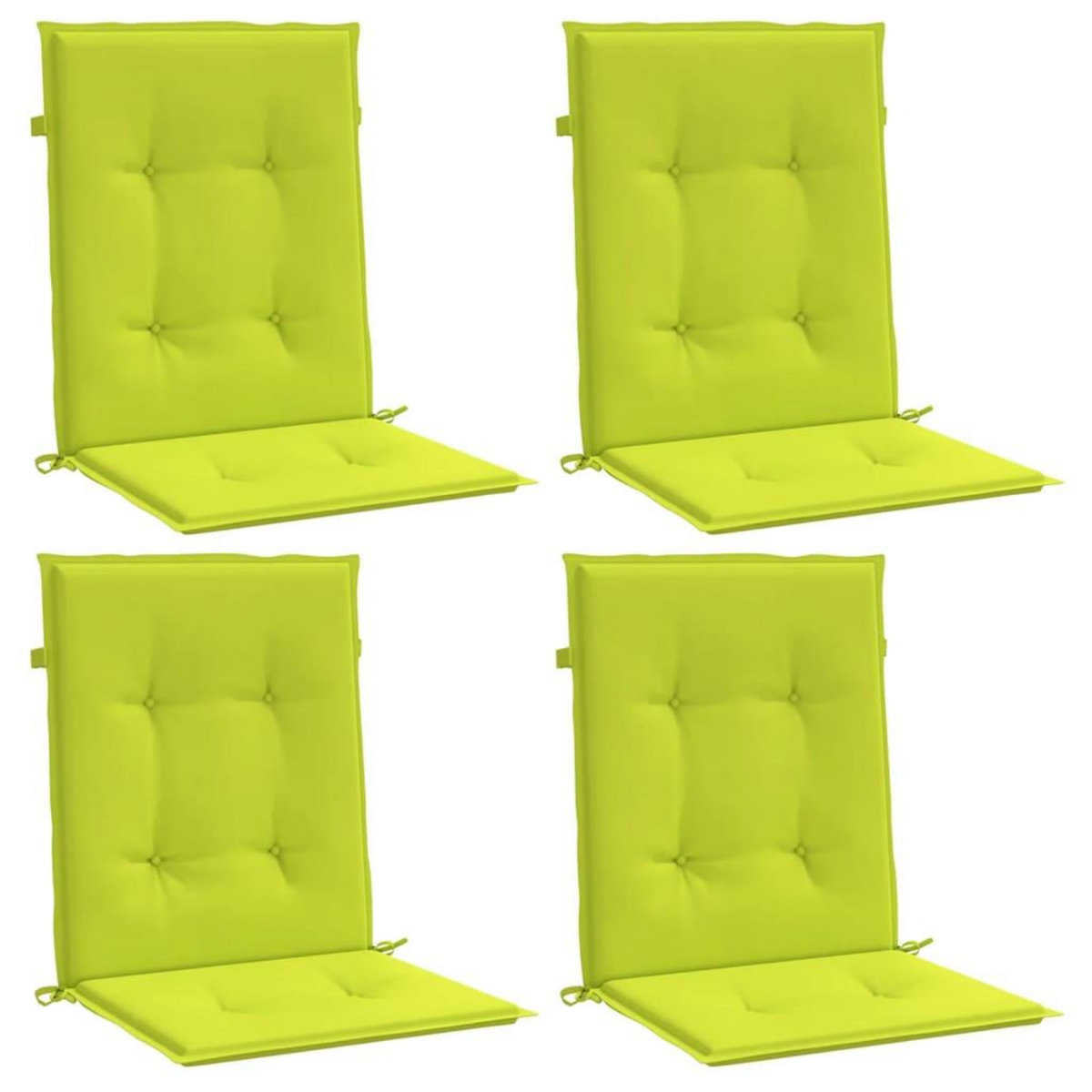 VIDAXL Coussins de chaise de jardin a dossier bas lot de 4 vert vif
