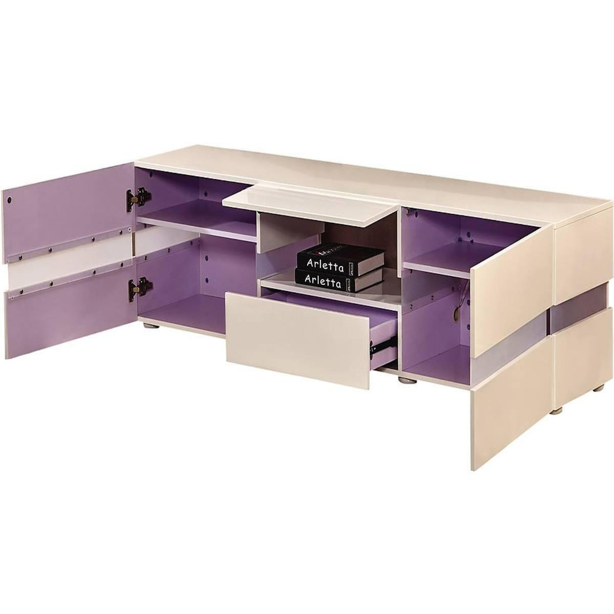 Habitat et Jardin Meuble TV LED  Vida' - 177 x 39 x 45 cm - Blanc laqué