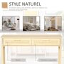 Voir la diapositive 4 : HOMCOM Console table d'appoint dim. 100L x 30l x 76H cm 2 tiroirs façades cannage en rotin étagère MDF aspect bois clair