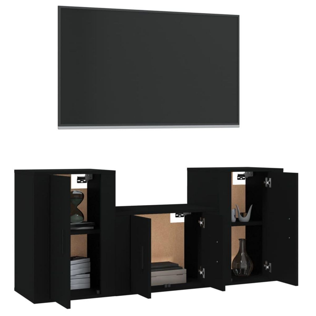 VIDAXL Ensemble de meubles TV 3 pcs Noir Bois d'ingenierie
