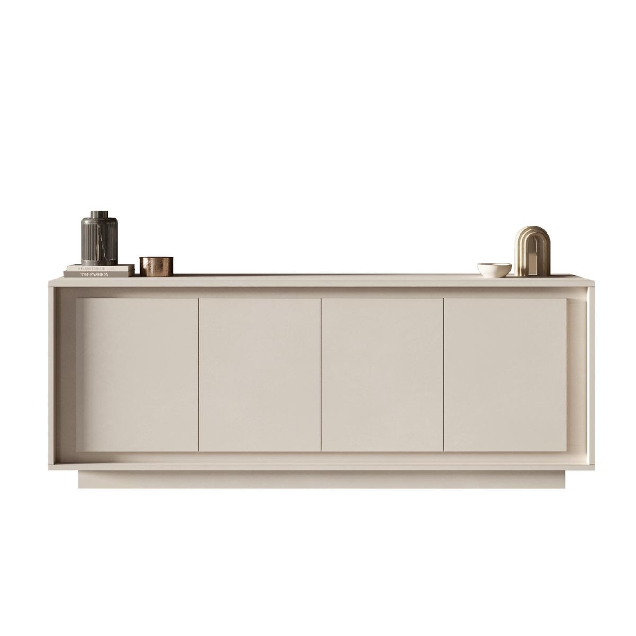 JLC KREATION Buffet bas moderne beige 4 portes 210cm yori