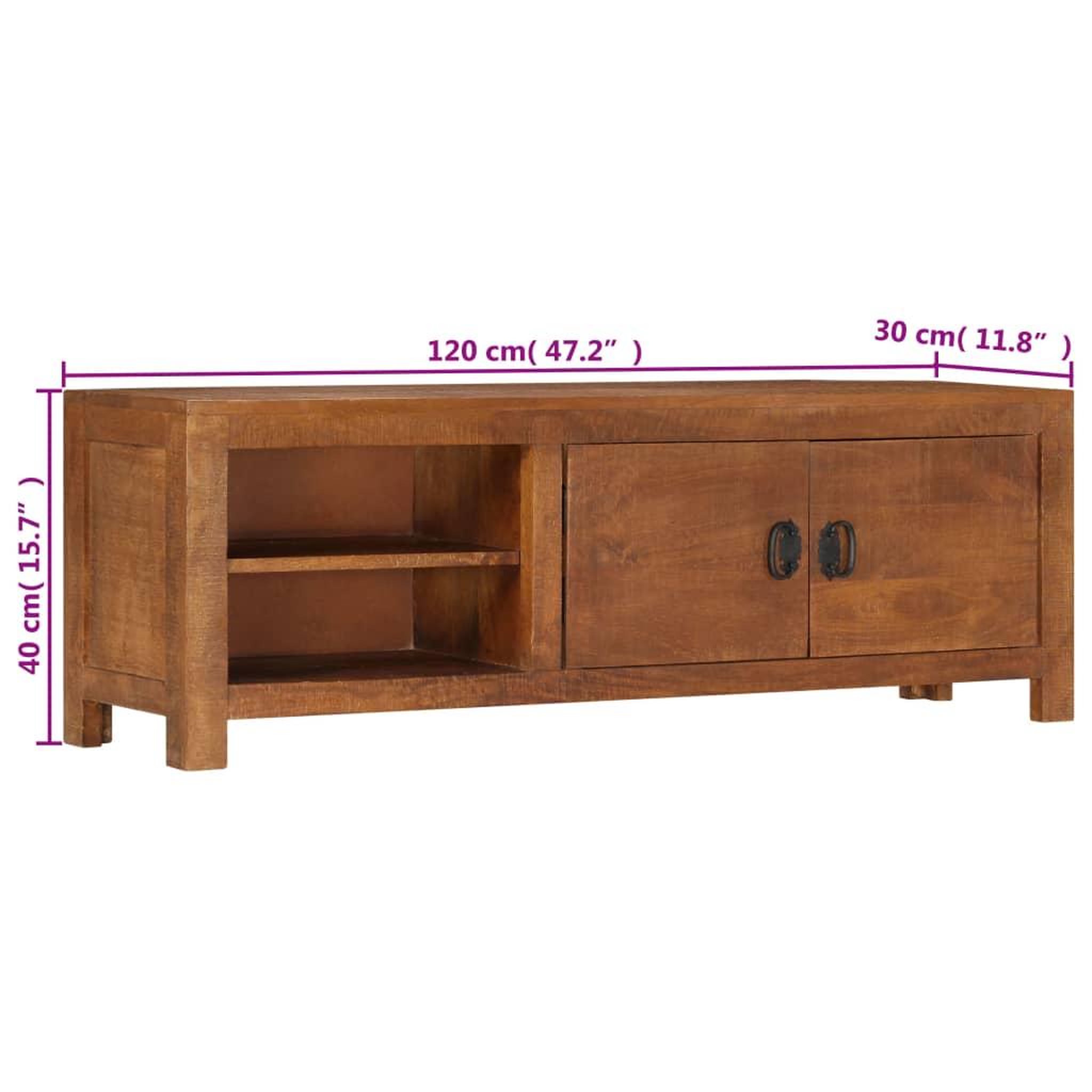 Voir la diapositive 6 : VIDAXL Meuble TV 120x30x40 cm Bois massif de manguier