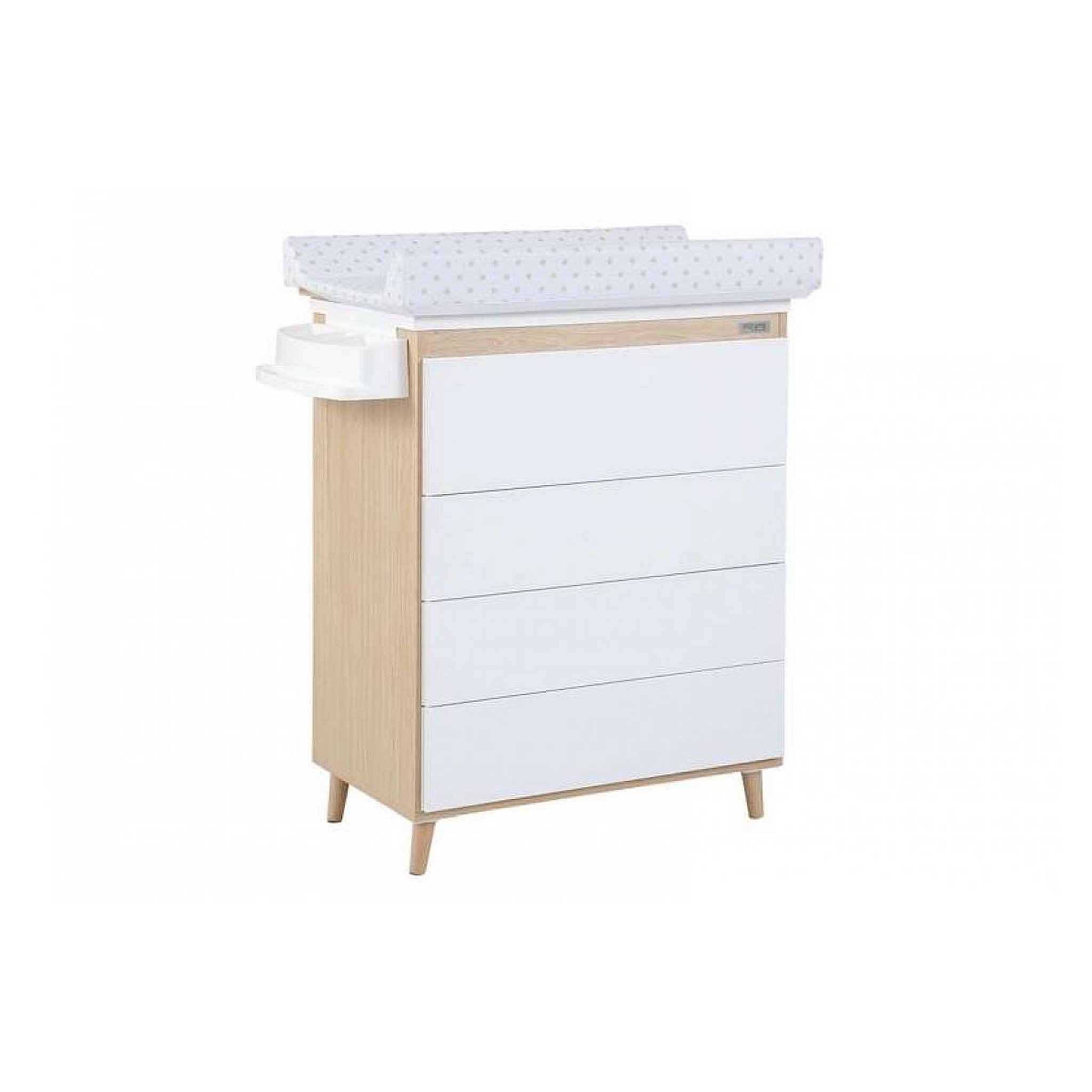 MICUNA Commode à langer avec baignoire B-1921 Nature Waterwood/Blanc