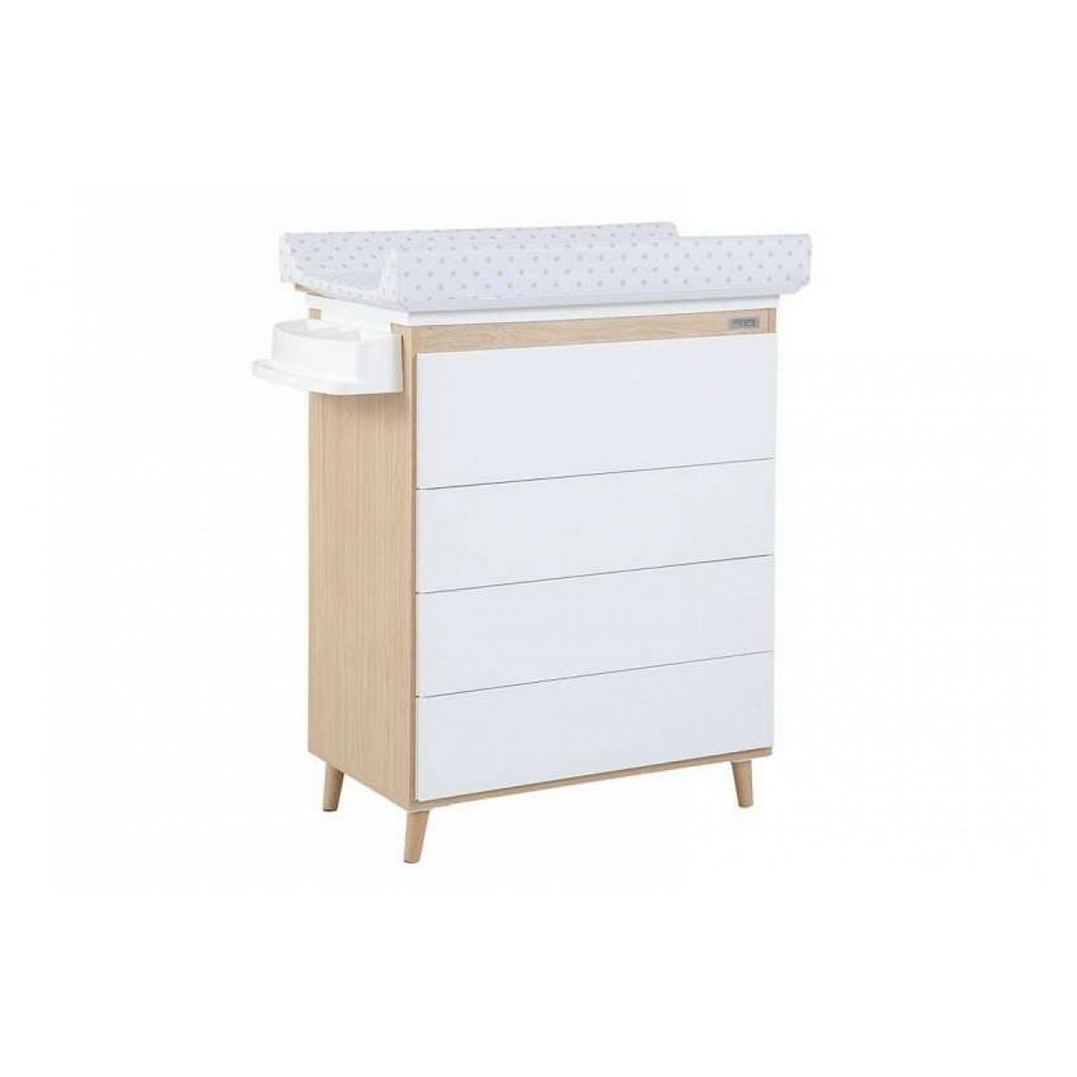 MICUNA Commode à langer avec baignoire B-1921 Nature Waterwood/Blanc