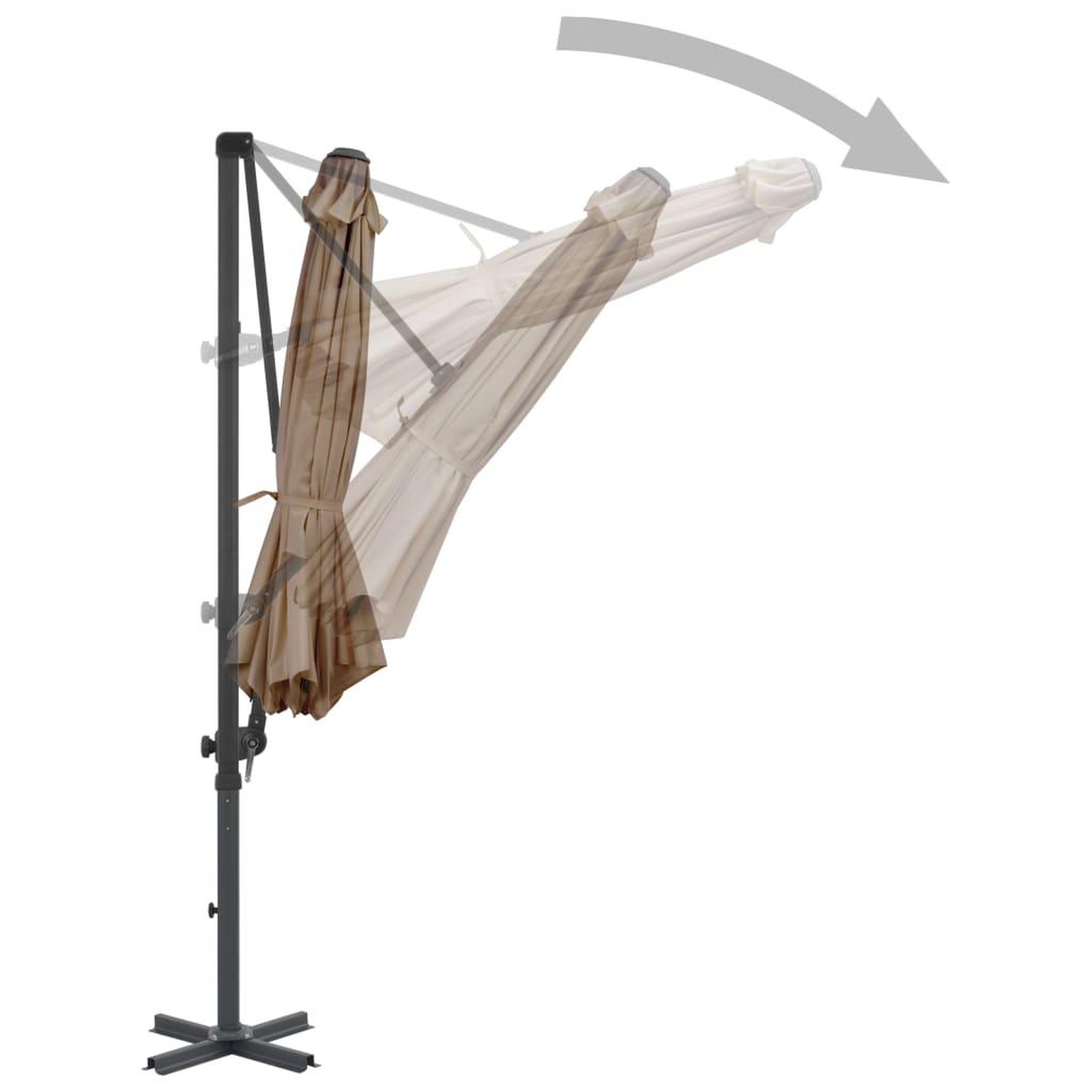 Voir la diapositive 4 : VIDAXL Parasol de jardin en porte-a-faux et poteau en aluminium taupe