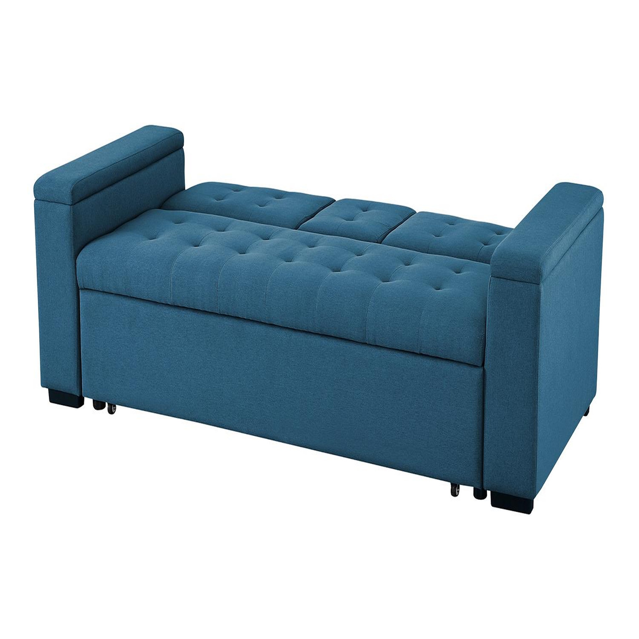 Voir la diapositive 6 : CONCEPT USINE Canapé convertible 3 places en tissu bleu pétrole noho